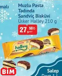 ÜLKER HALLEY MUZLU PASTA TADINDA SANDVİÇ BİSKÜVİ ÜLKER HALLEY MUZLU PASTA TADINDA SANDVİÇ BİSKÜVİ